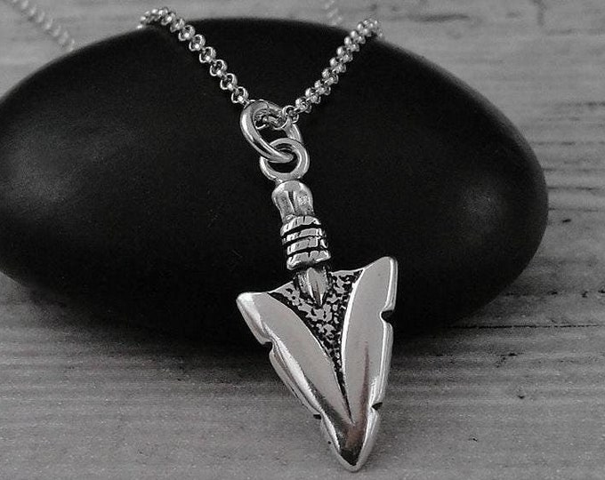 925 Sterling Silver Arrowhead Necklace, Arrowhead Charm Necklace, Southwestern Charm Necklace, Native American Necklace, Arrowhead Gift