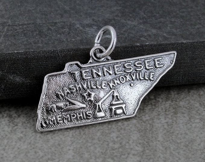 Tennessee Charm - Sterling Silver State of Tennessee Charm for Necklace or Bracelet - CLOSEOUT