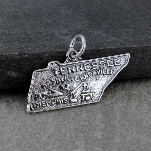 Tennessee Charm - Sterling Silver State of Tennessee Charm for Necklace or Bracelet - CLOSEOUT