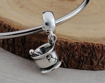 Mortar and Pestle European Charm, Sterling Silver 3D Mortar and Pestle Dangle Charm, Pharmacist Charm, Pharmacy Charm, Pharmacist Gift