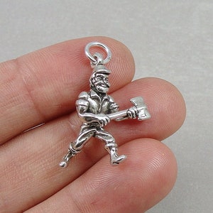 Sterling Silver Lumberjack Charm, 3D Woodsman Lumberjack Pendant, Man with Axe Charm, Paul Bunyan Charm, Bracelet Charm, Necklace Charm