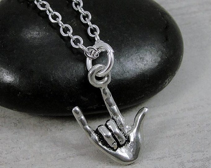 Silver 'I Love You' Sign Language Necklace, Sign Language Charm, Valentine's Day Gift, I Love You Necklace , I Love You Charm