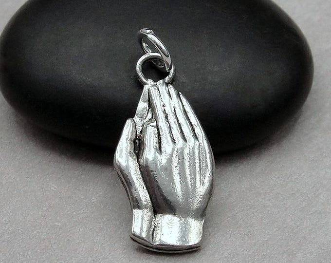 Praying Hands Charm, Silver Prayer Charm, Prayer Symbol Charm, Praying Hands Necklace Charm, Religious Charm, Faith Charm, Prayer Gift