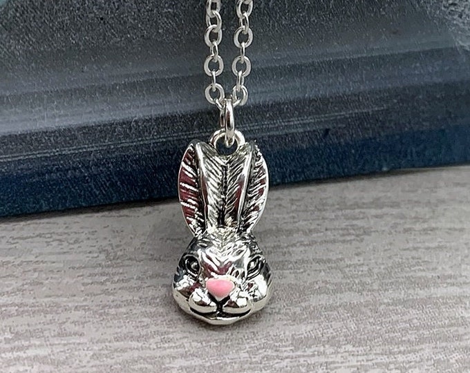 Silver Bunny Rabbit Necklace, Rabbit Charm Necklace, Bunny Charm Necklace, Easter Bunny Necklace, Gift for Rabbit Lover, Rabbit Jewelry