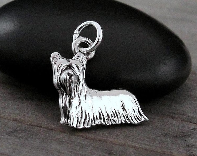 Yorkshire Terrier Charm, Silver Yorkie Charm for Necklace or Bracelet, Skye Terrier Charm, Skye Terrier Necklace, Skye Terrier Gift