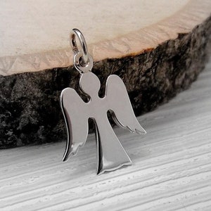 925 Sterling Silver Angel Cutout Charm, Angel Outline Charm, Angel Silhouette Charm, Silver Angel Charm, Guardian Angel Charm