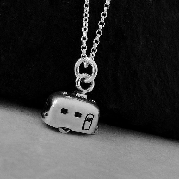 925 Sterling Silver Camper RV Necklace, Camper Charm, Airstream Charm, Camper Pendant, Camper RV Jewelry, Road Trip Necklace, Travel Jewelry