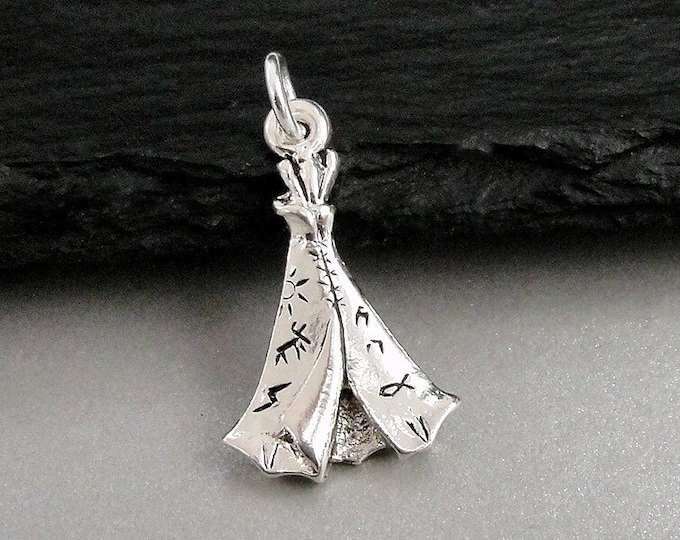 Silver Tepee Charm, Tipi Charm, Native American Charm, Native American Jewelry, Tipi Necklace Charm, Tipi Pendant, Bracelet Charm