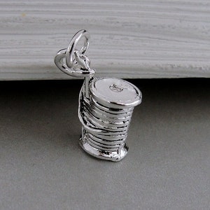 Sewing Charm, Silver Spool of Thread Charm for Necklace or Bracelet, Quilting Charm, Seamstress Charm, Sewing Gift, Sewing Jewelry