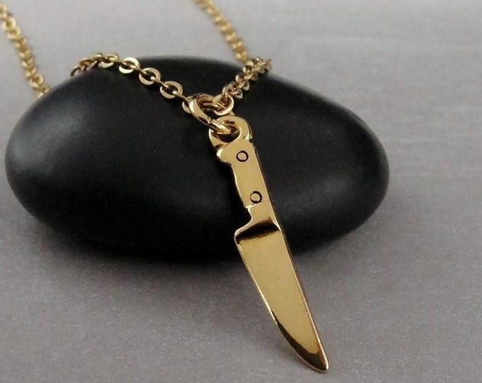Miniature Knife Necklace, Gold Plated Knife Charm Necklace, Knife Jewelry, Chef Necklace, Baking Necklace, Gift for Chef, Gift for Baker