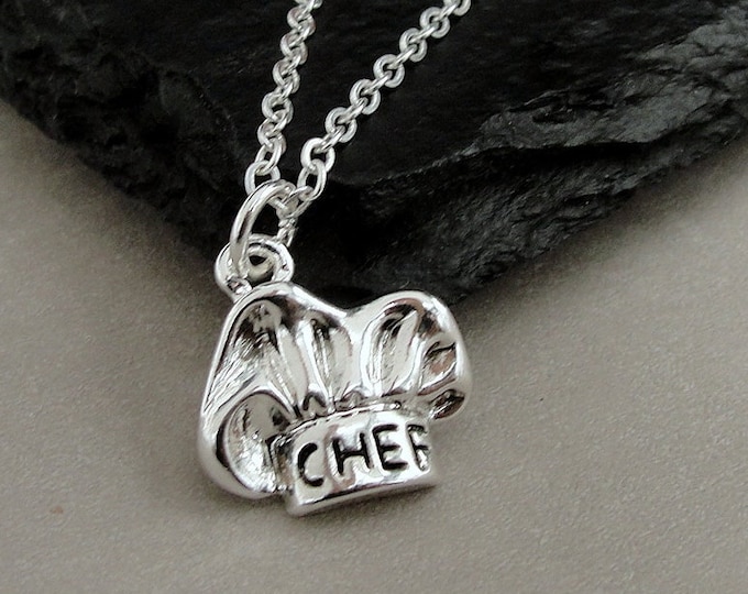 Chef Hat Necklace, Silver Plated Chef Hat Charm, Chef Necklace, Chef Charm, Baker's Necklace, Culinary School Gift, Gift for Chef