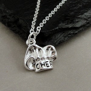 Chef Hat Necklace, Silver Plated Chef Hat Charm, Chef Necklace, Chef Charm, Baker&#39;s Necklace, Culinary School Gift, Gift for Chef