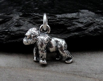Gorilla Charm, Sterling Silver Chimpanzee Charm for Necklace or Bracelet, Baboon Charm, Orangutan Charm, 3D Gorilla Pendant, Gorilla Gift