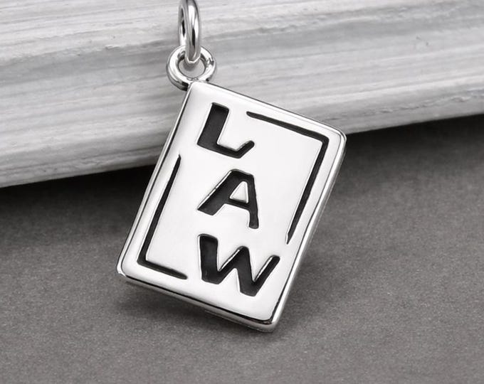 Law Book Charm, 925 Sterling Silver Lawyer Pendant, Attorney Paralegal Gift, Law School Gift Jewelry