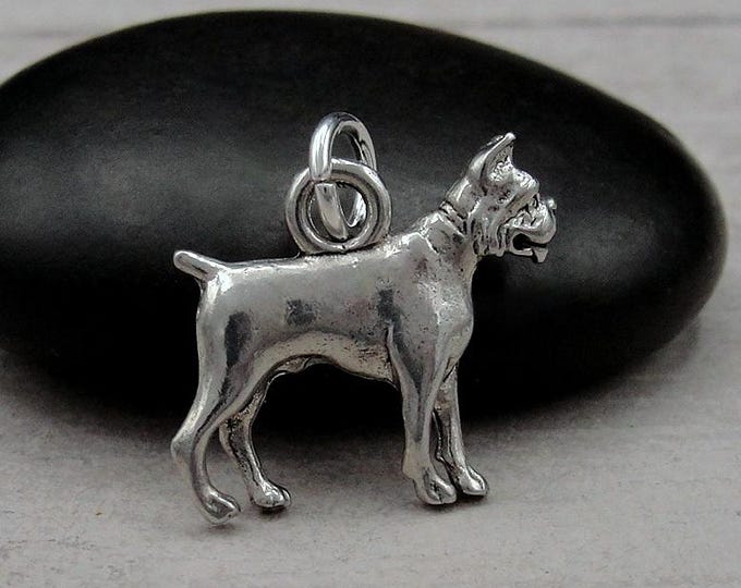 Boxer Charm, Silver Boxer Dog Charm, Bullmastiff Charm, Dog Lover Charm, Boxer Dog Necklace Charm, Boxer Dog Gift, Bullmastiff Gift