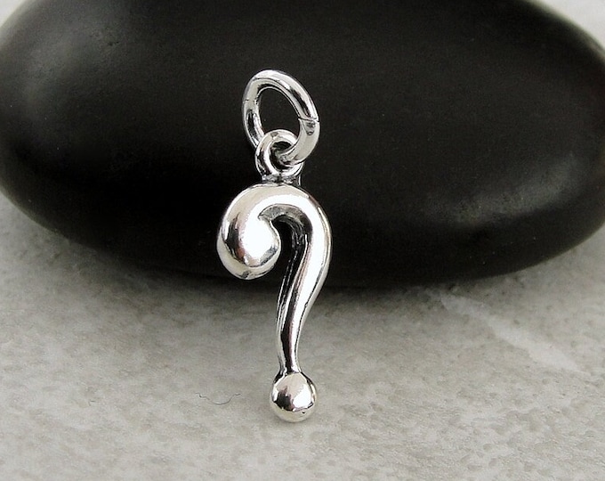 Tiny Question Mark Charm, Sterling Silver Question Mark Charm for Necklace or Bracelet, Punctuation Grammar Charm, English Teacher Gift