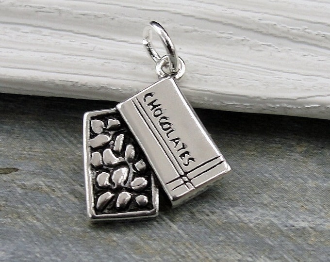 925 Sterling Silver Box of Chocolates Charm, Chocolate Charm, Valentine's Day Charm, Chocolate Lover Charm, Bracelet Charm, Necklace Charm