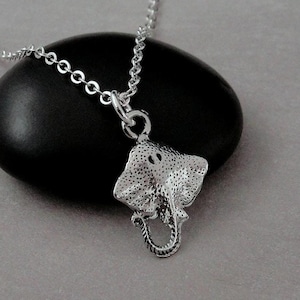 Stingray Necklace, Silver Plated Stingray Charm Necklace, Manta Ray Necklace, Manta Ray Charm, Stingray Gift, Stingray Jewelry