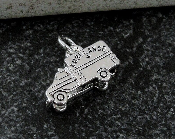 Ambulance Charm, Silver Ambulance Charm for Necklace or Bracelet, Paramedic Charm, EMT Charm, Hospital Charm, Paramedic Gift, EMT Jewelry