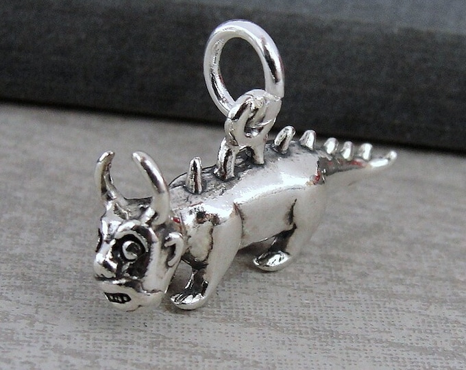 Sterling Silver 3D Hodag Charm, 3D Chupacabra Charm for Necklace or Bracelet, Rhinelander Charm, Beast Charm, Creature Charm