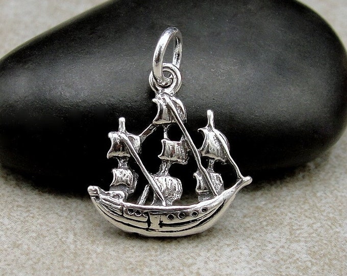 Pirate Ship Charm, 925 Sterling Silver Galleon Ship Charm for Necklace or Bracelet, Ship Pendant, Pirate Gift, Pirate Jewelry