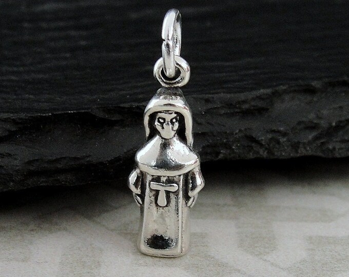 Sterling Silver Nun Charm, 3D Nun Pendant, Religious Charm, Faith Prayer Charm, Bracelet Charm, Necklace Charm
