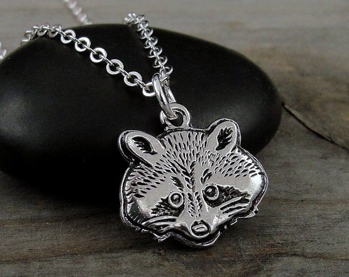 Raccoon Necklace, Silver Raccoon Charm, Raccoon Pendant, Wildlife Charm Necklace, Trash Panda Necklace, Raccoon Gift, Raccoon Jewelry