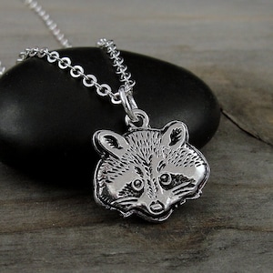 Raccoon Necklace, Silver Raccoon Charm, Raccoon Pendant, Wildlife Charm Necklace, Trash Panda Necklace, Raccoon Gift, Raccoon Jewelry