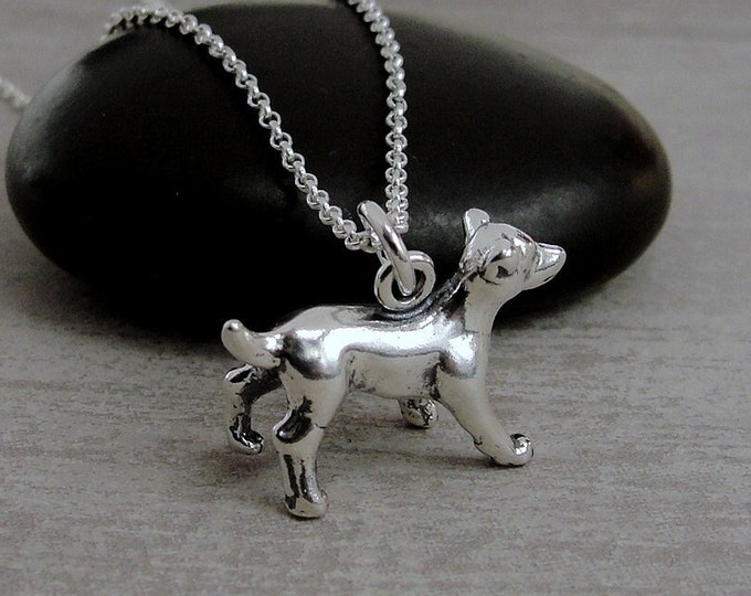 Jack Russell Terrier Necklace, 925 Sterling Silver 3D Jack Russell Charm Necklace, Puppy Dog Charm Necklace, Jack Russell Gift Jewelry