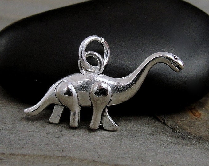 Brontosaurus Charm, Silver Dinosaur Charm for Necklace or Bracelet, Brontosaurus Pendant, Brontosaurus Necklace, Dinosaur Gift Jewelry