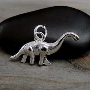 Brontosaurus Charm, Silver Dinosaur Charm for Necklace or Bracelet, Brontosaurus Pendant, Brontosaurus Necklace, Dinosaur Gift Jewelry image 1