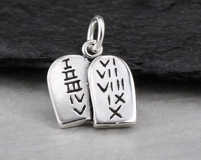 925 Sterling Ten Commandments Charm for Necklace or Bracelet, 10 Commandments Charm, Religious Decalogue Pendant, Christian Faith Jewelry