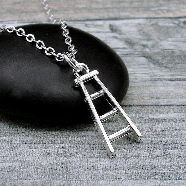 Ladder Necklace, Silver Plated Ladder Charm Necklace, Handyman Necklace, Handyman Charm, Ladder Gift, Ladder Jewelry