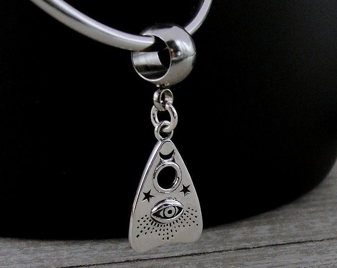 925 Sterling Silver Ouija Planchette Dangle Charm, Ouija Board Charm, Spirit Board Charm, Bracelet Charm, Large Hole Bead, Big Hole Bead