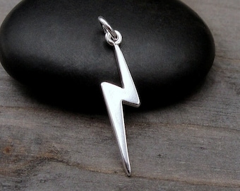 Sterling Silver Lightning Bolt Charm, Lightning Charm for Necklace or Bracelet, Weather Charm, Storm Charm, Meteorologist Gift