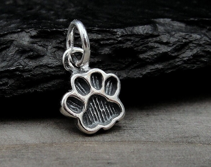 Paw Print Charm, Sterling Silver Paw Charm for Necklace or Bracelet, Cat Lover Charm, Dog Lover Charm, Dog Paw Charm, Cat Paw Charm