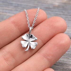 Four Leaf Clover Necklace, 925 Sterling Silver Shamrock Charm Necklace, Irish Pendant, St Patricks Day Jewelry