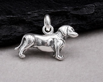 Dije de perro salchicha, dije de perro salchicha 3D de plata esterlina para collar o pulsera, dije de perro salchicha, dije de perro salchicha, regalo para amantes de los perros