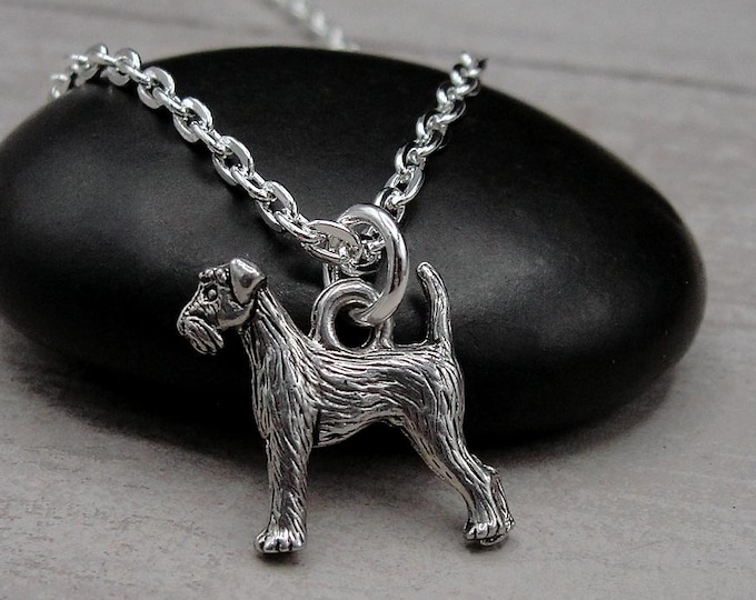 Airedale Terrier Necklace, Silver Plated Airedale Terrier Charm Necklace, Welsh Terrier Necklace, Airedale Terrier Gift, Welsh Terrier Gift