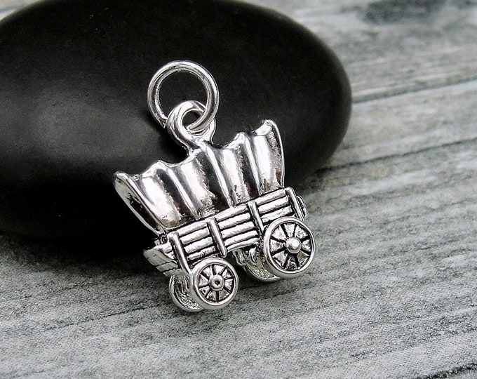 Silver Covered Wagon Charm, Conestoga Wagon Charm, Prairie Schooner Charm, Old West Charm, Necklace Charm, Bracelet Charm, Old West Jewelry