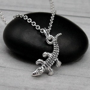Alligator Necklace, Silver Plated Alligator Charm Necklace, Gator Necklace, Crocodile Charm, Alligator Gift, Alligator Jewelry
