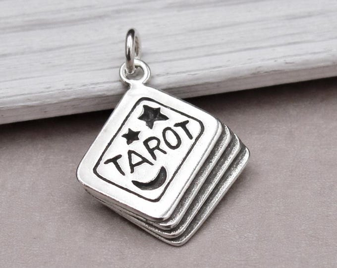 925 Sterling Silver Tarot Cards Charm, Fortune Teller Pendant, Psychic Medium Charm, Fortune Teller Gift