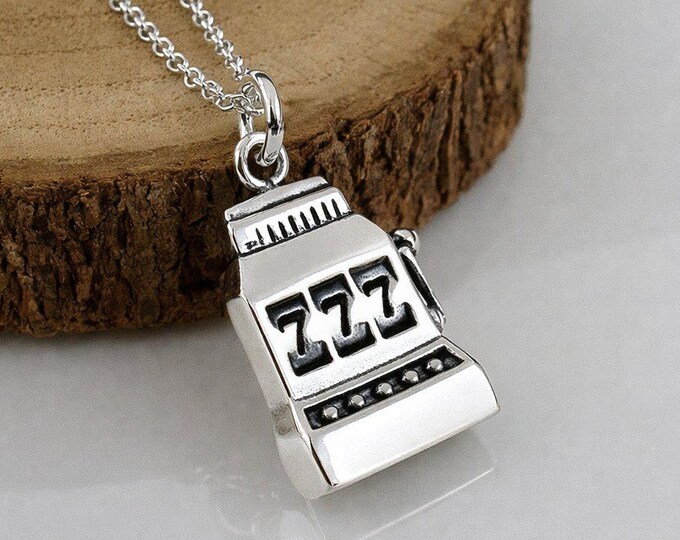 Slot Machine Necklace, 925 Sterling Silver Slot Machine Charm, Gambling Pendant, Las Vegas Charm, Casino Jewelry