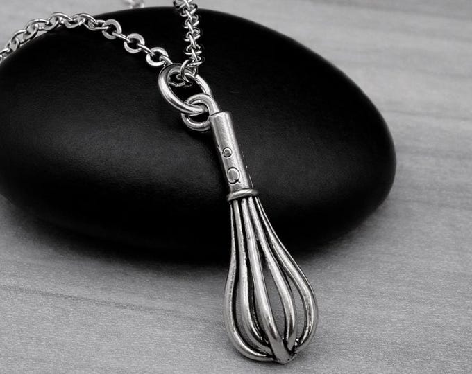 Baker's Whisk Necklace, Baking Whisk Charm, Baking Charm Necklace, Cooking Charm, Kitchen Utensil Charm, Gift for Chef, Gift for Cook