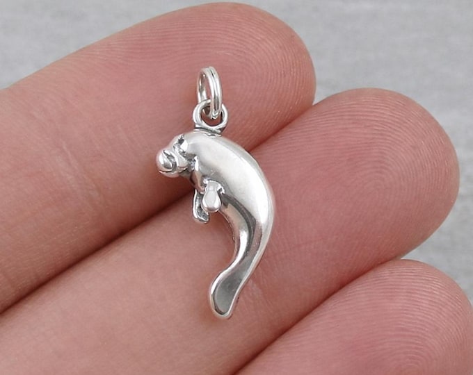 Sterling Silver 3D Manatee Charm for Necklace or Bracelet, Sea Cow Pendant, Florida Jewelry, Manatee Gift Jewelry