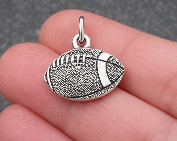 Silver Football Ball Charm for Necklace or Bracelet, Double-sided Sports Ball Pendant