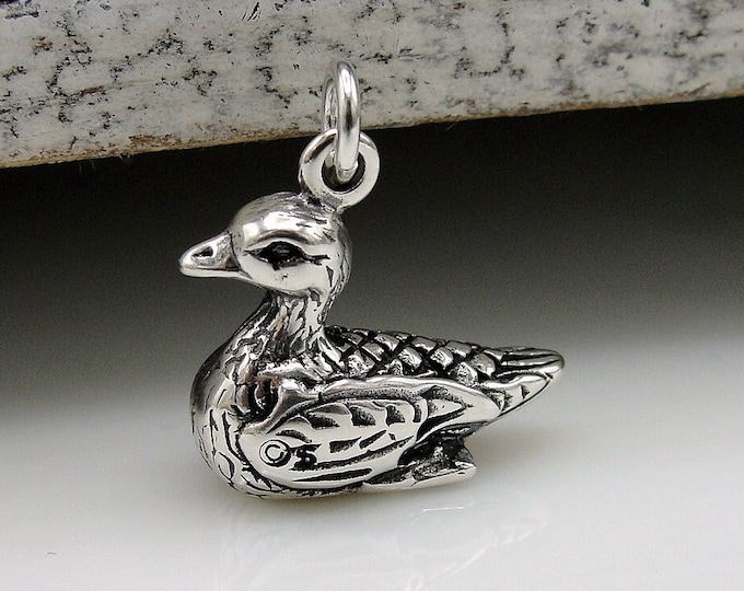 Mallard Duck Charm, Sterling Silver Duck Necklace Charm, 925 Duck Necklace, 3D Duck Charm, 3D Duck Pendant, Duck Gift, Duck Jewelry