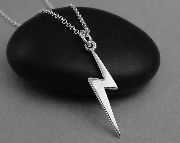 Lightning Bolt Necklace, Sterling Silver Lightning Charm on a Silver Cable Chain, Weather Reporter Necklace, Meteorologist Gift Jewelry