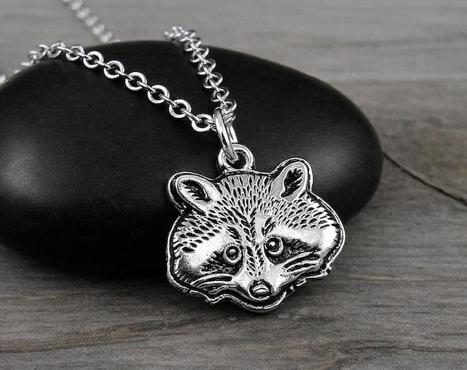 Raccoon Necklace, Silver Raccoon Charm, Raccoon Pendant, Wildlife Charm Necklace, Trash Panda Necklace, Raccoon Gift, Raccoon Jewelry