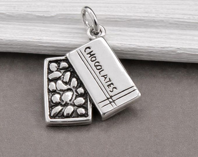925 Sterling Silver Box of Chocolates Charm, Chocolate Charm, Valentine's Day Charm, Chocolate Lover Charm, Bracelet Charm, Necklace Charm